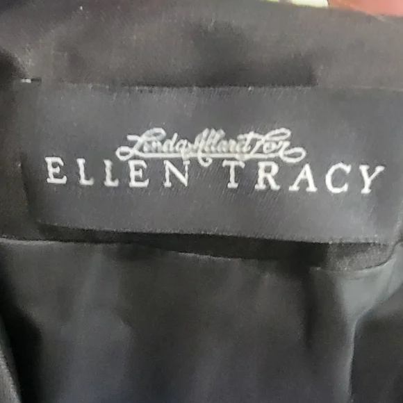 Vintage Black Belted Dress with Ruffle Collar - Picture 2 of 5